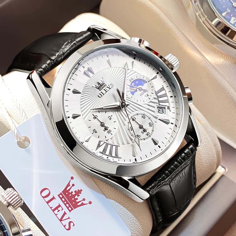 OLEVS Men's Business Wristwatch, Waterproof, Stylish, Stainless Steel Band, Quartz Movement, Analog, Casual, Father's Day Gift