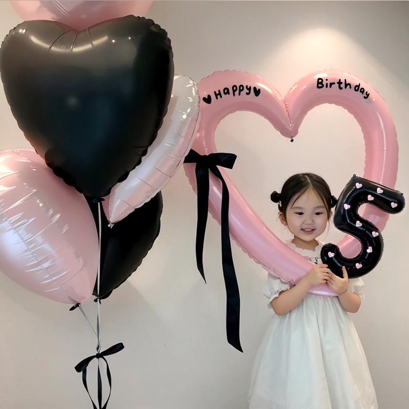 40-inch Pink Heart Balloon with Bow & Number for First Birthday Decoration