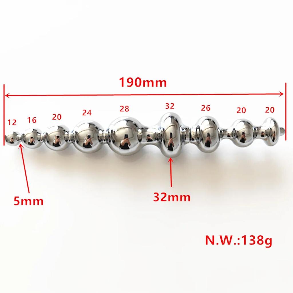 Duplex Multifunction Metal Beads Butt Plug with Moveable Fake Dildo G Spot Wand for Women Prostate Massager Vaginal Sex Toys