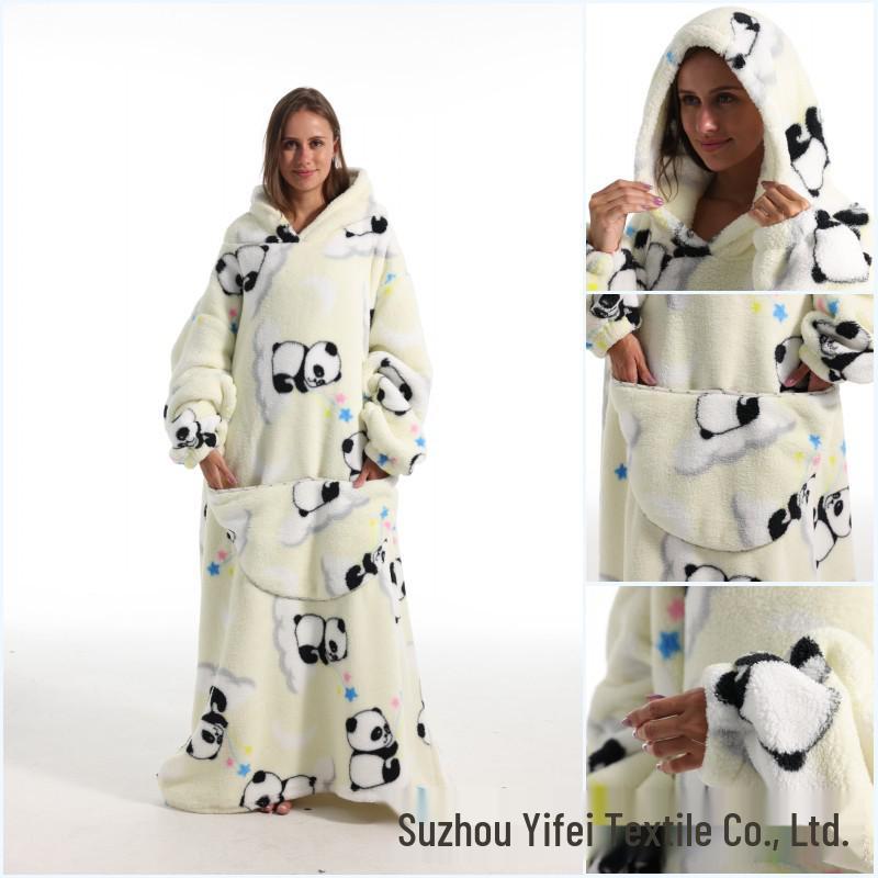 2023 Hooded Oversized Flannel Blanket Clothing for Men & Women – Extended Length for Warmth