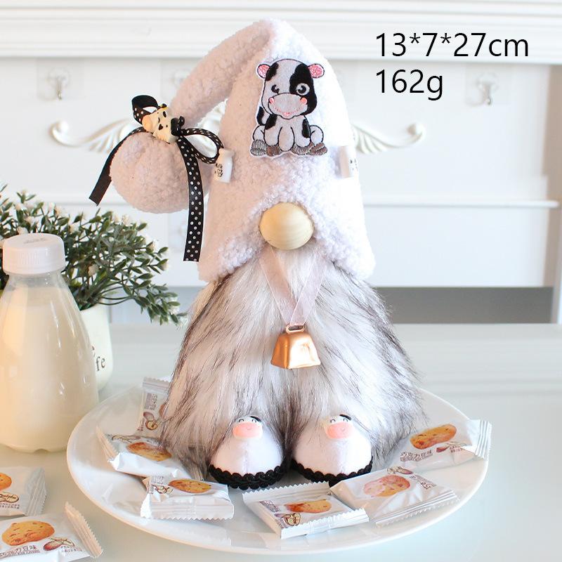 

Чжунран Корова Безликая кукла Украшение Креативный стоячий гном Фестиваль Пожилая кукла Игрушка D2-36 Milk Bell