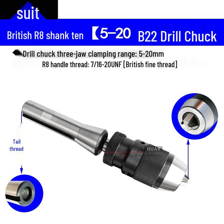 Self-Tightening Self-Locking Drill Chuck 1-13mm/1-16mm with Morse Taper Hole for Drill/Mill Machines