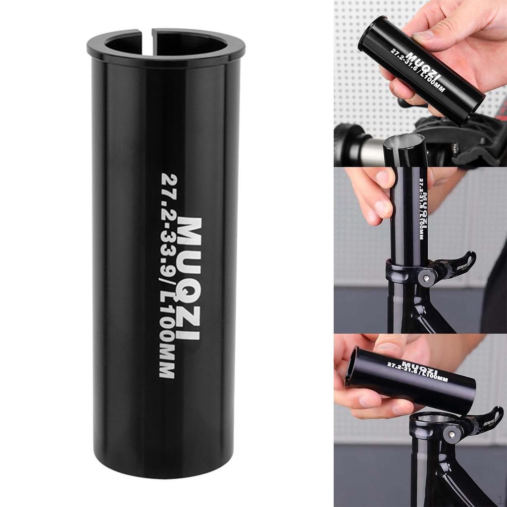 Bike Seat Post Shim Reducing Sleeve Extended 100mm Long Conversion Converter for Mountain BMX