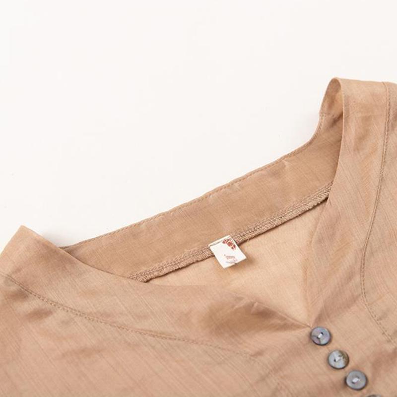 Plus Size Spring Summer Women T-shirt Elegant Blouse V-neck Fashion Vintage Embroidered Cotton Female Tops