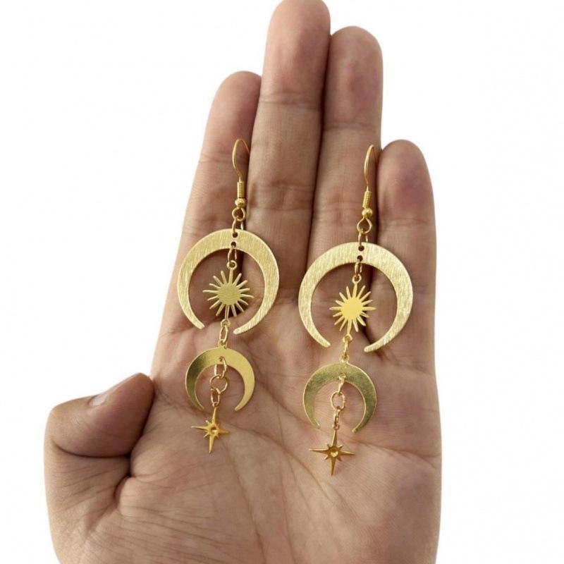 Jun'an Bohemian Sun and Moon Star Earrings Collection