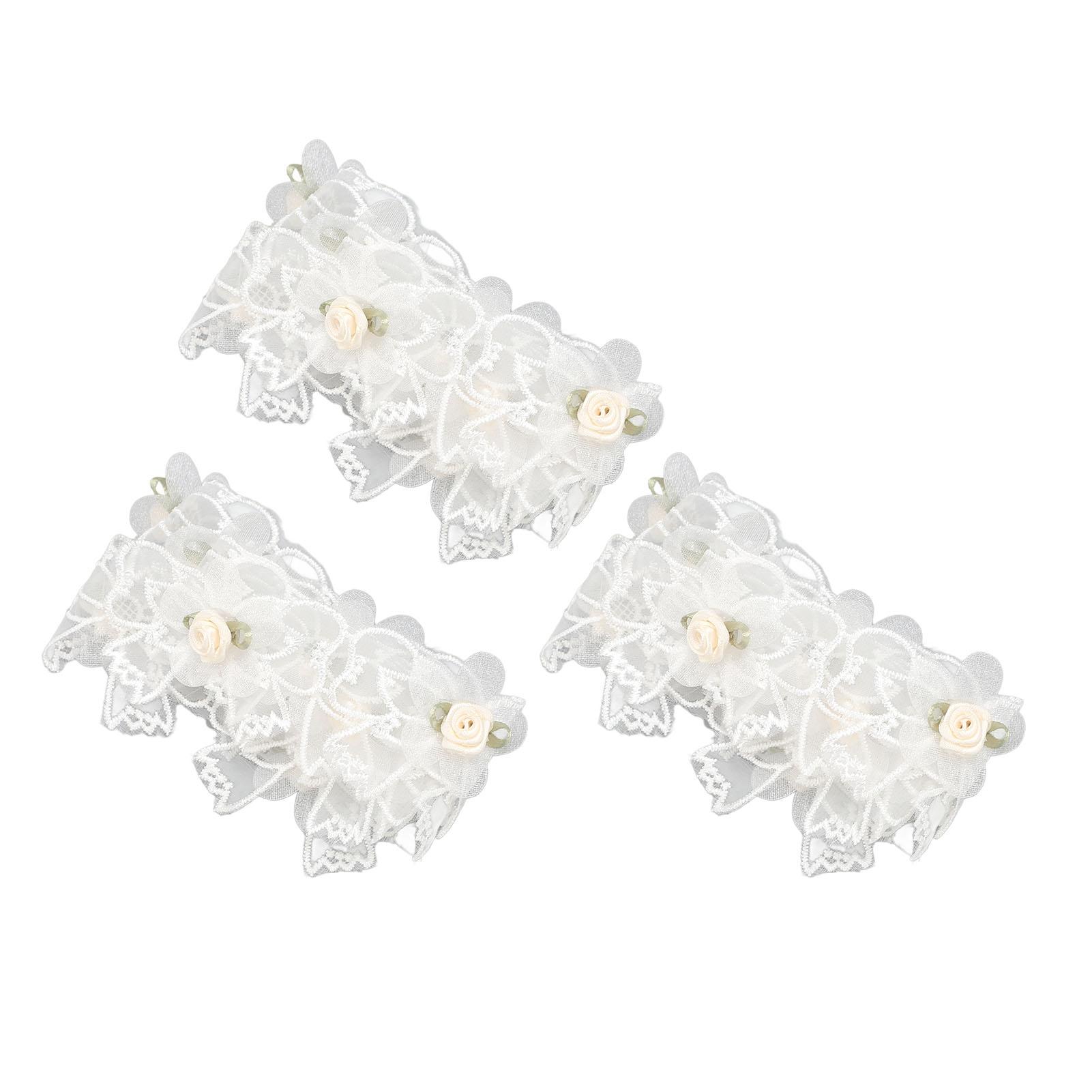 

3 рулона винтажной цветочной кружевной ленты, белая, с бантом, с цветком, швейная отделка, материал для украшения платья
