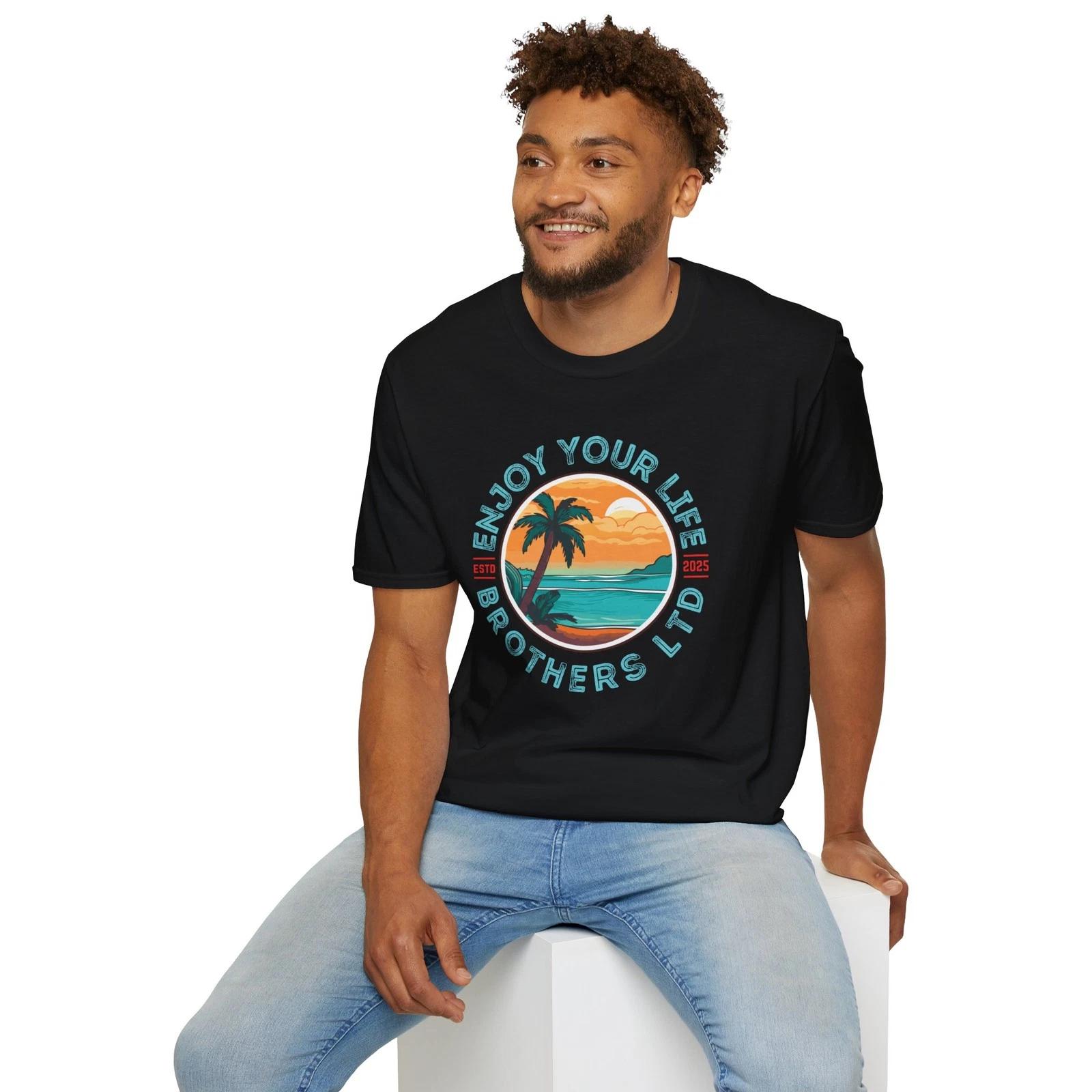 Tropical Vibes T-Shirt, Enjoy Your Life Graphic Tee, Summer Casual Wear M