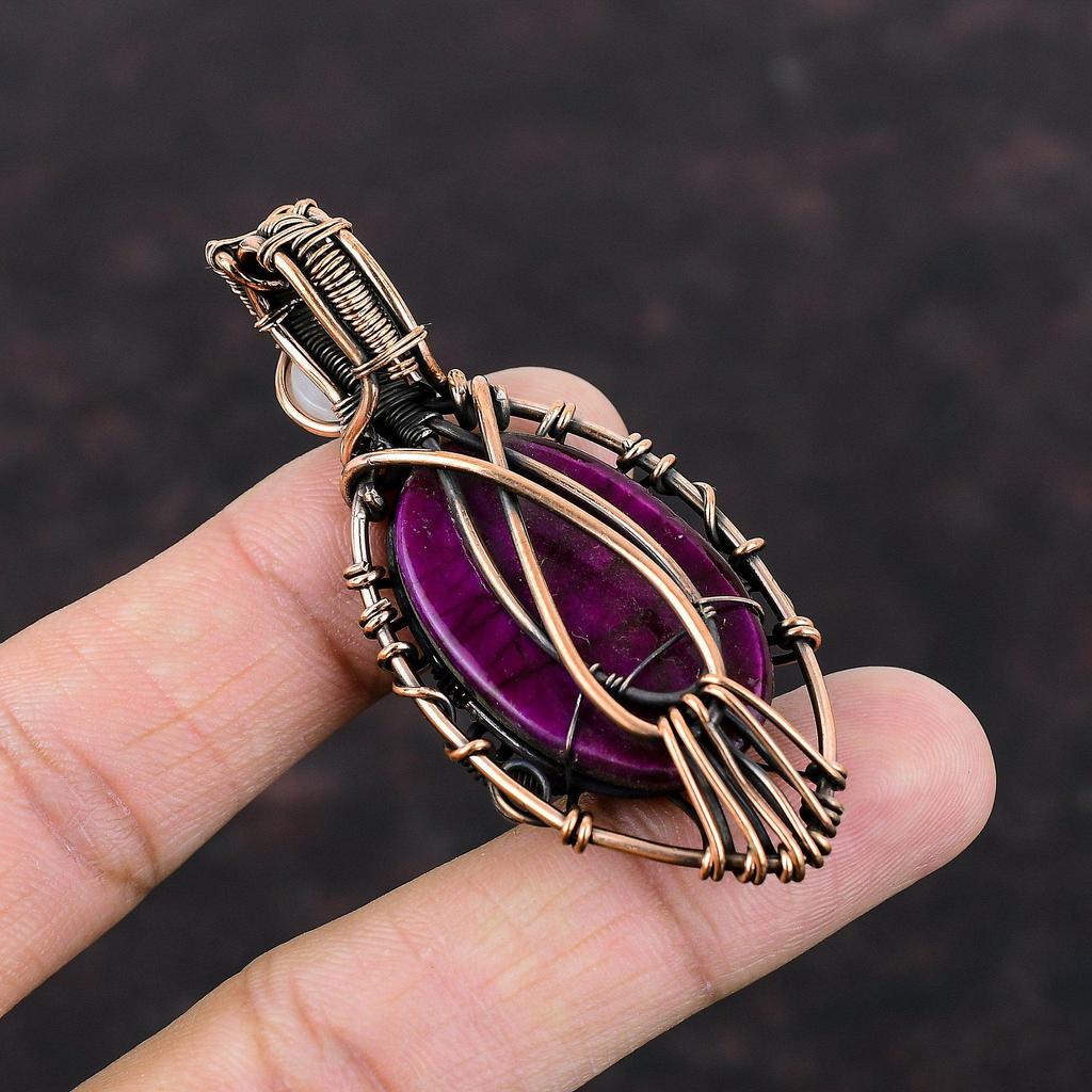 Evil Eye Purple Fire Labradorite Pendant Copper Wire Wrapped Pendant Handmade Dainty Gemstone Jewelry Rainbow Moonstone Pendant Gift For Mom