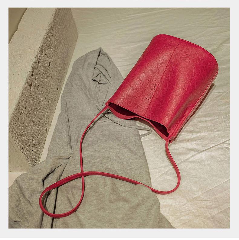 2025 Retro Suede Leather Bucket Handbag - Large Capacity Women's Crossbody & Shopping Bag