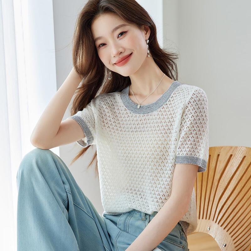 Srcr Silk Blend Hollow-out Knit Top XL