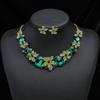 3pcs Luxurious and Exquisite Floral Necklaces and Earrings Set with Colorful Zircons Set for Bridal Banquet Dress Decoration
