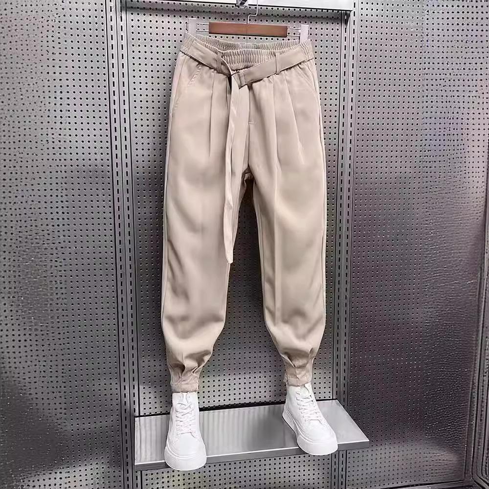 Autumn Casual Pants Men's Tied Feet Trousers Trendy Brand Ruffian Handsome Pants Men's Versatile Drape Trousers Men's Versatile