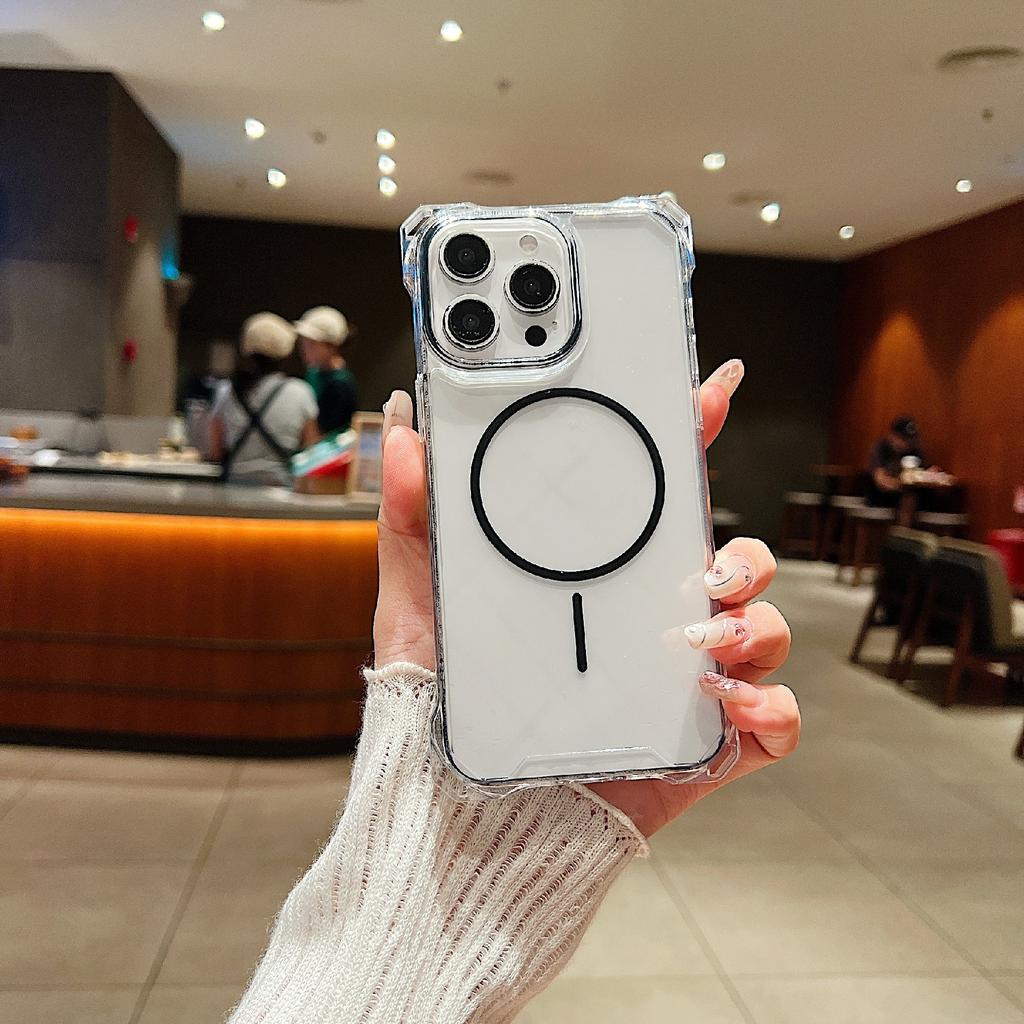 For iPhone 15 Pro Magnetic Case Drop-Proof TPU+PC Phone Back Cover
