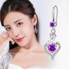 Yousheng 1 Pair Hoop Earrings Shining Cubic Zirconia Geometric High-end Pendant Dress Up Hypoallergenic Rose Flower Heart Dangle Earrings Fashion