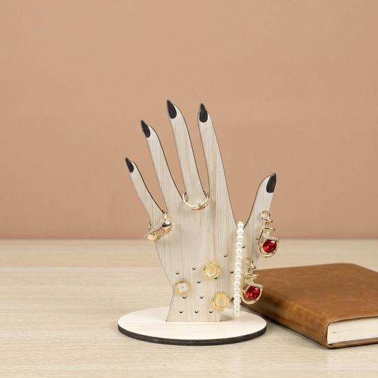 Handvorm Ringhouder, 2D Houten Sieraden Display Stand voor Ringen Ketting, Minimalistische Commode Decoratie, Decoratief Cadeau voor Vrouwen