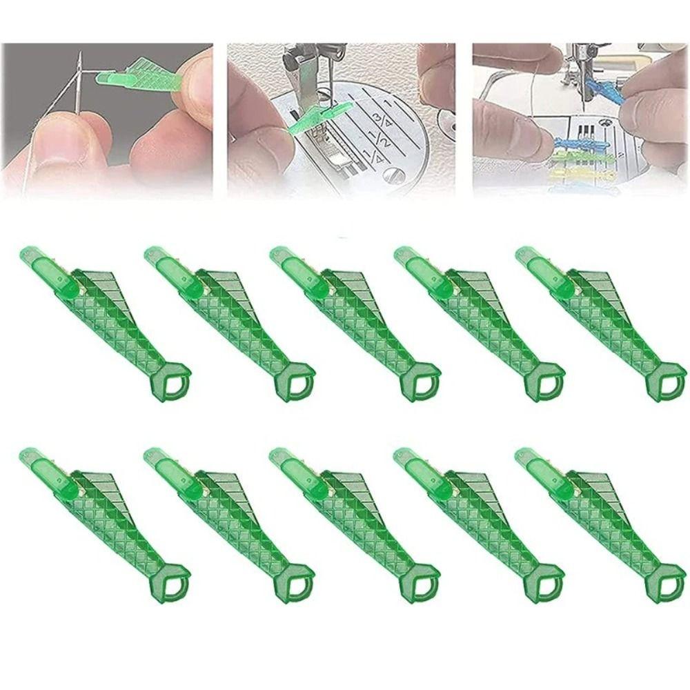 

5/10pcs With Hook Fish Shape Mini Threader DIY Sewing Craft Tools Automatic Sewing Needle Threader green-5pcs