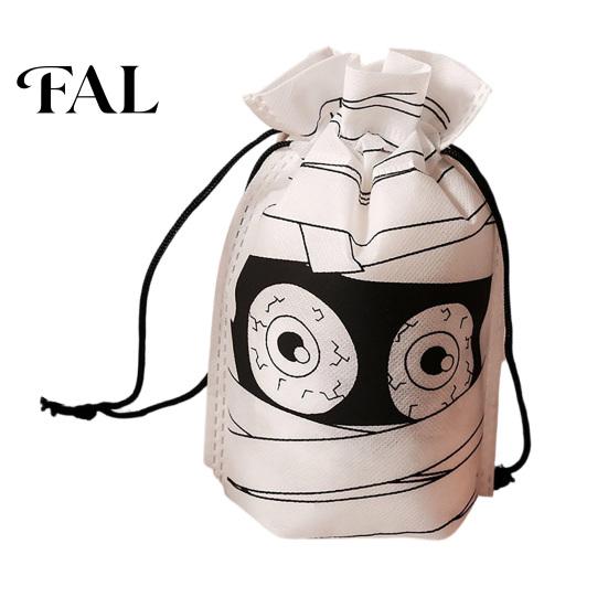 Halloween Pumpkin Bags for Kids 5 Pcs Treats Bag, Non-woven Fabric Candy Portable Snack Drawstring Goodie Party Favors Lightweight Totes Sweets