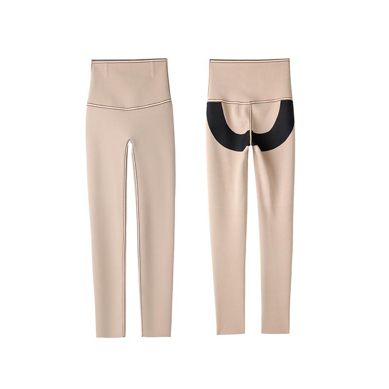 2024 New High-Waist Gray Velvet-Lined Women's Yoga Leggings: Warm Autumn/Winter Wear