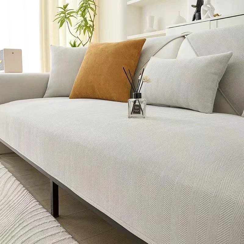 High Grade Solid Color Chenille Sofa Cover Four Season Universal Sofa Towel For Living Room Non-slip Sectional Couch Cover