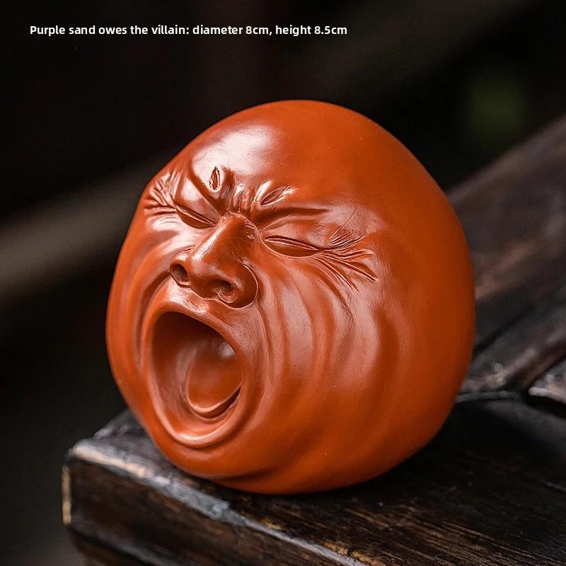 

Handmade Purple Clay Tea Pet Creative Facial Expression Tea Pet Tearoom Tea Table Desktop Decoration Suitable Teas Ceremony Gift