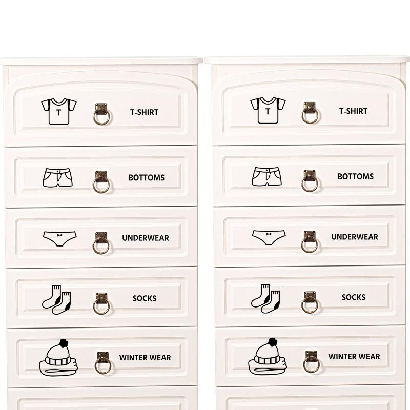 1/5 Sheets Baby Clothes Stickers Home Decor Wardrobe Sticker Decal Bedroom Mural Cabinet Classification Cartoon Stickers