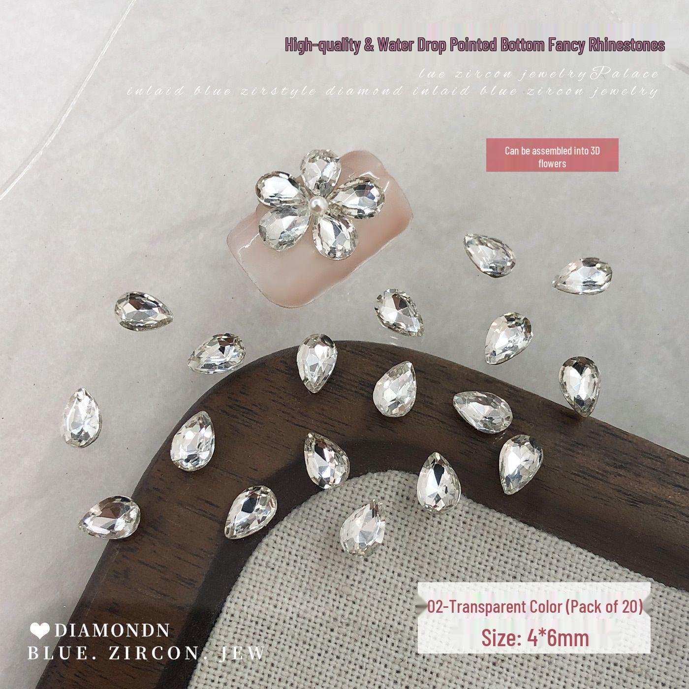 Five-Petal Flower Water Drop Rhinestone 3D Nail Art Decoration Series