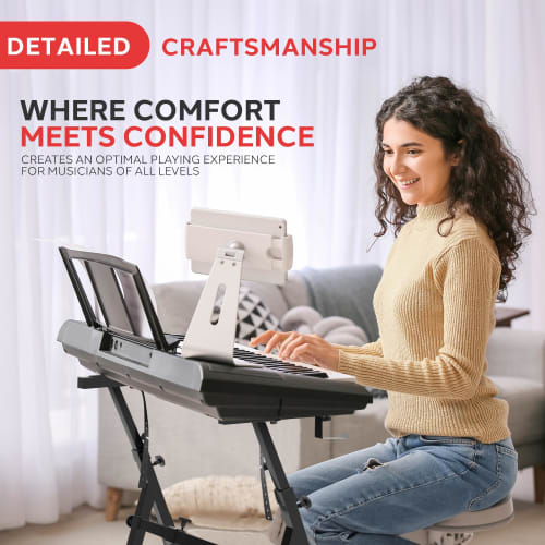 Pyle Heavy-Duty Folding Keyboard Stand - Sturdy Reinforced Z-Design with Adjustable Width and Height, Foam-Padded Arms, Digital Piano Stand, Fits 54-8