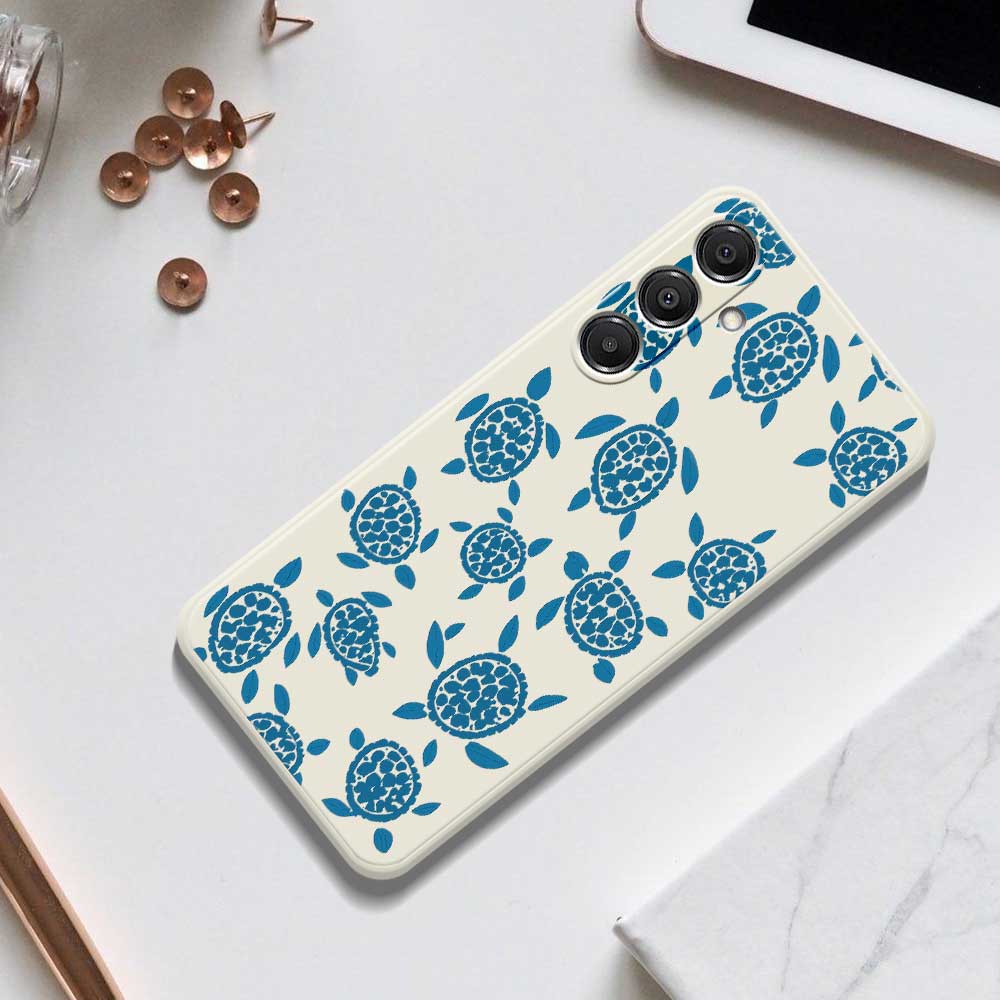 For Samsung Galaxy A16 5G/4G Case Blue Turtle Pattern Printing Straight Edge TPU Phone Back Cover