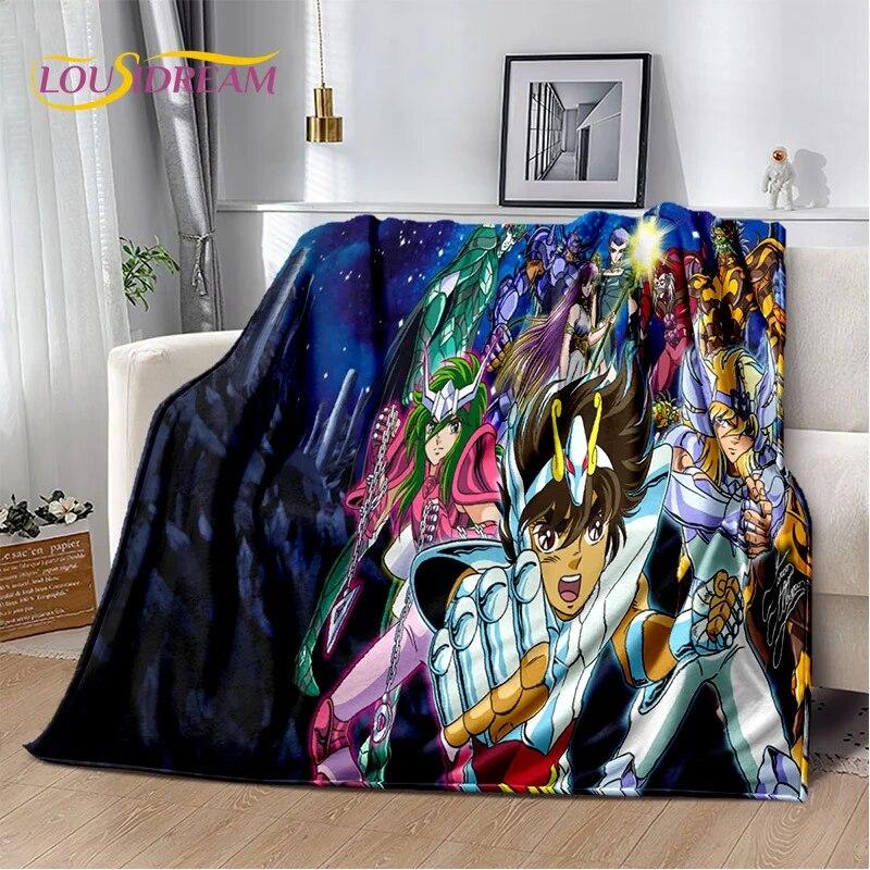 Cartoon Saint Seiya Retro Anime HD Blanket,Soft Throw Blanket for Home Bedroom Bed Sofa Picnic Travel Office Cover Blanket Kids
