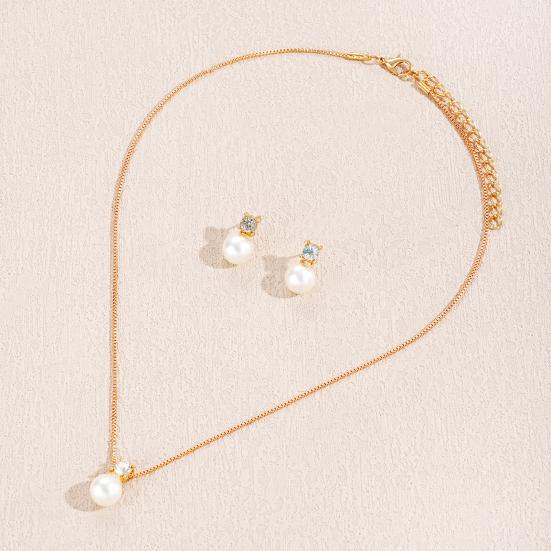 2 buc/set colier cu perle imitație cercei set reglabil extensie lanț culori strălucitoare set de bijuterii pentru femei