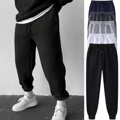 Herbst Frühling Fleece Casual Loose Fit Jogginghose Herren Athletic Trainning Joggers Gefüttert Elastische Taille Kordelzug Hose Plus Größe
