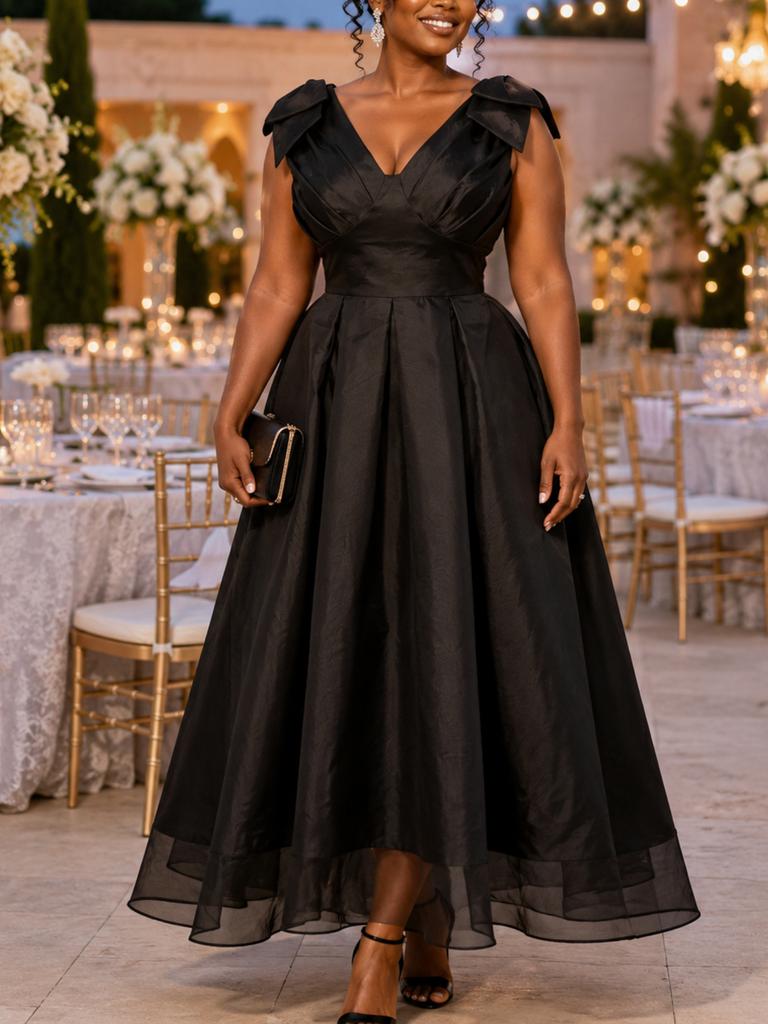 AOMEI Damen Elegantes V-Ausschnitt Ärmelloses Fließendes Maxikleid Passform und Weite Lang Formell Abend Hochzeit Partykleider Knallpink Blau Schwarz