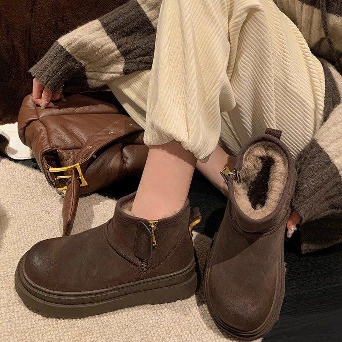thick-soled snow boots women's winter velvet thickened cotton shoes European Martin boots French short boots and ankle boots