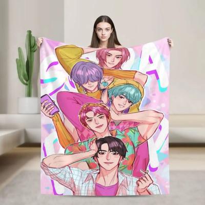 Cute Kpop Demon Hunter Warm And Soft Sofa Blanket Flannel Nap Blanket Living Room Office Bedroom Cartoon Sofa Travel