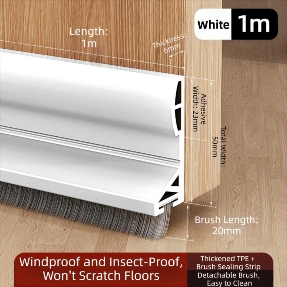 Brush Edge Draft Stopper TPE Door Sweep Removable Door Bottom Seal  Indoor Bedroom