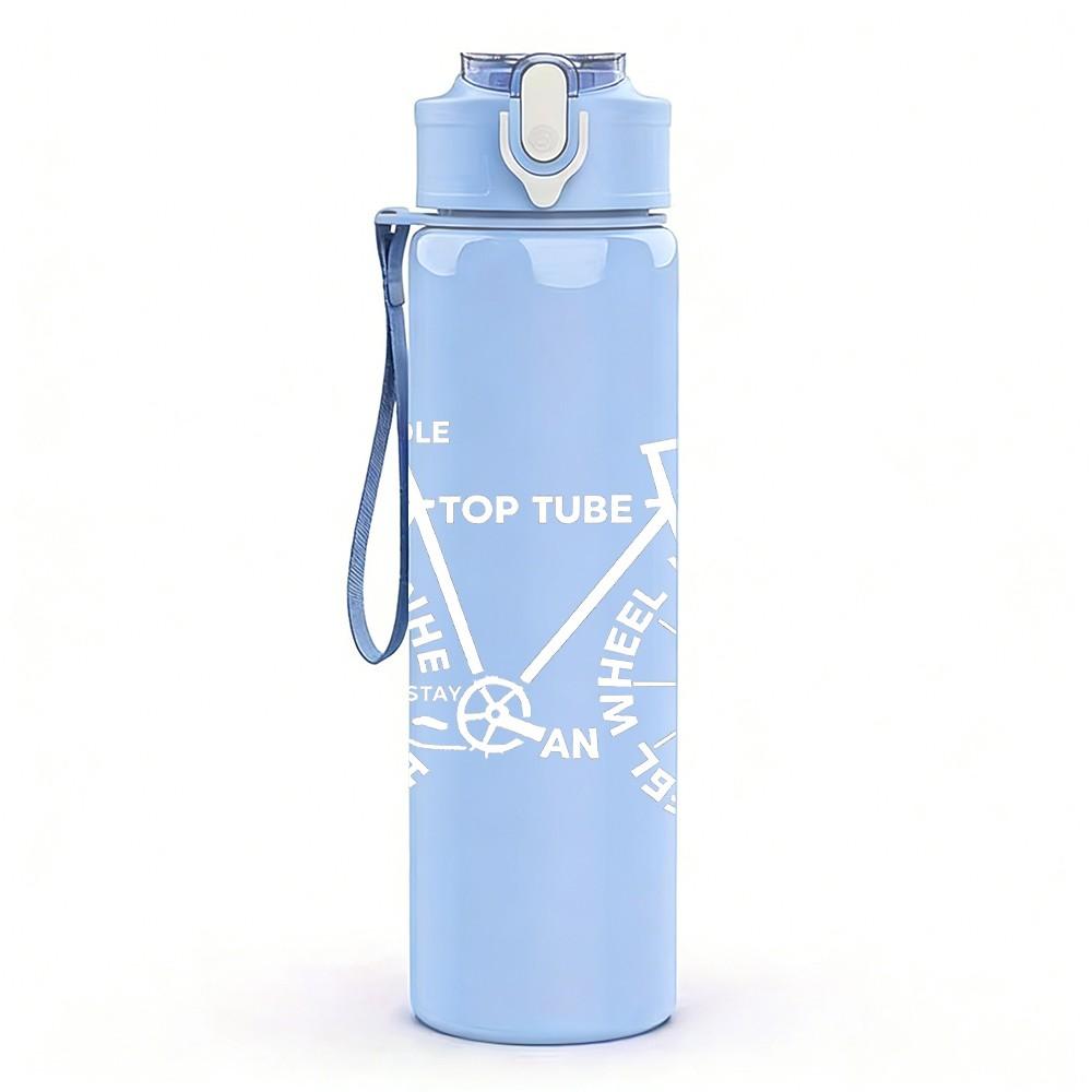 1PC Simple Bicycle Line Sketch 750ml Color Plastic Sports Water Bottle Leakproof Flip Straw Lid Suitable for Sports Office Home Use
