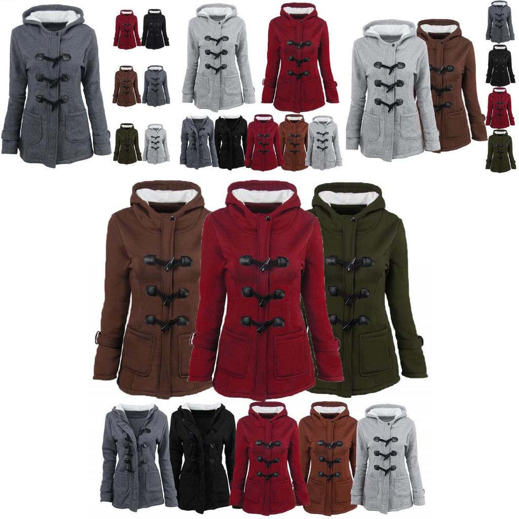 Elegant Women Trench Parka Hooded Coat Jacket Outwear Winter Warm Long Overcoat