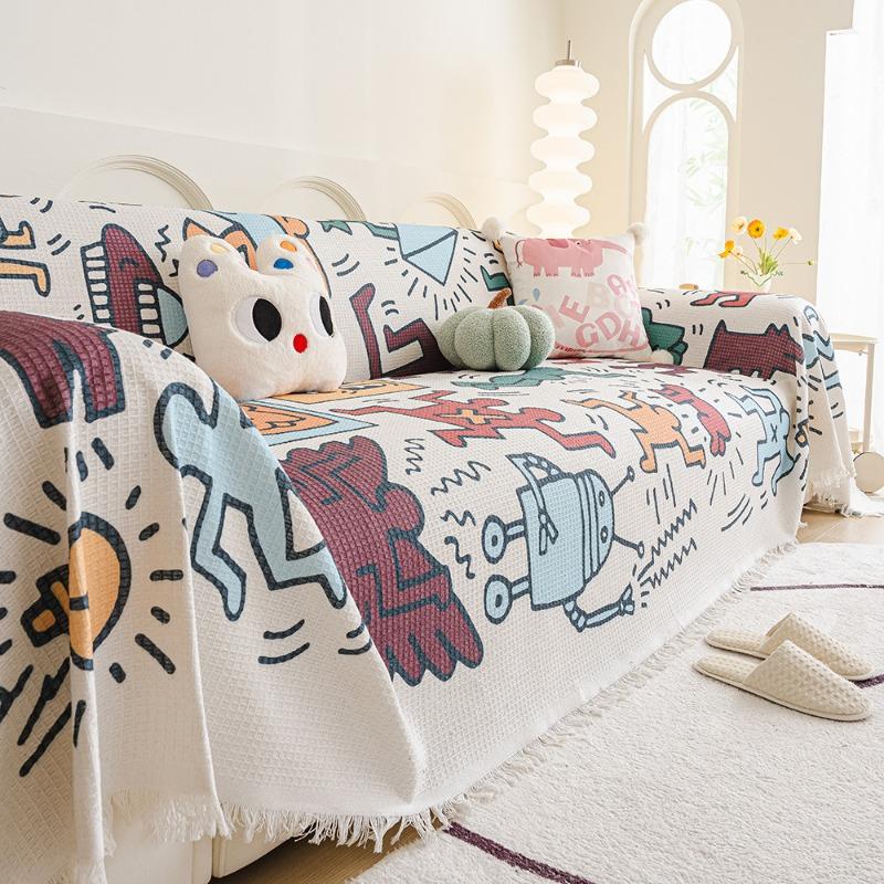 Sofa Towel Full Cover Wind Waffle Camping Blanket Sofa Cushion Cover All-inclusive Sofa Cover for All Seasons