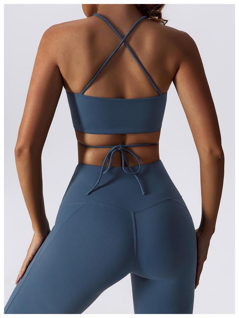 Cross-Border Sexy Deep V Yoga Top & High Waist Flare Pants Set for Women