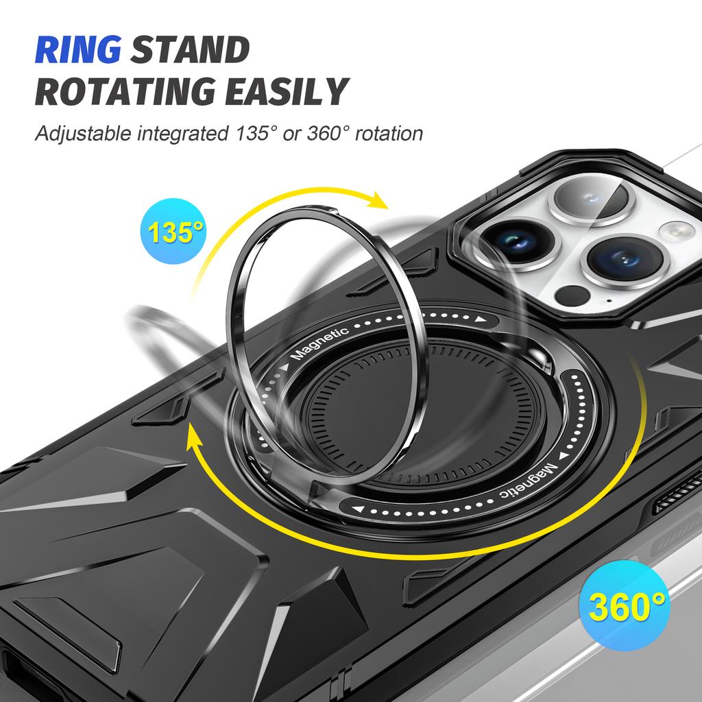 For iPhone 12 Pro Max 6.7 Inch Case Magnetic Anti-fall TPU+PC Kickstand Protective Back Shell