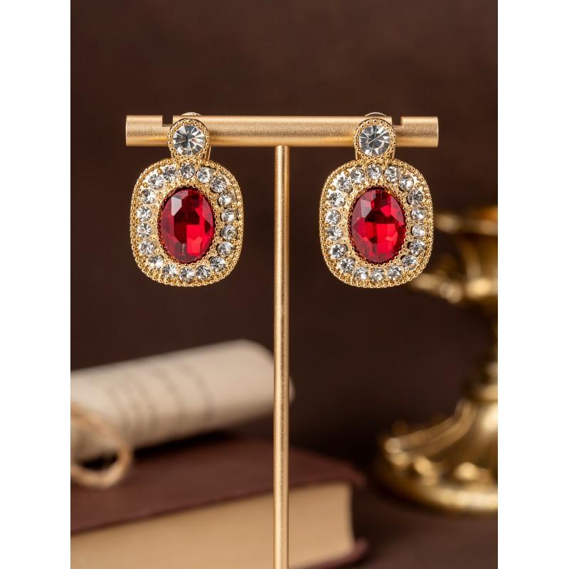 Vintage Emerald Zircon Earrings With A High-end Feel Featuring Palace Style Studded Antique Women