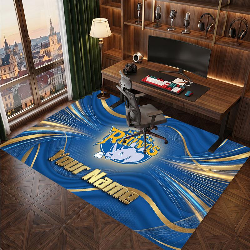 Leeds Rhinos Personalized Crystal Velvet Carpet, Customized Name Text Soft Anti‑Slip Rug for Living Room Bedroom