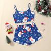 Summer Sleeveless Milk Silk Two-Piece Homewear: Christmas Style