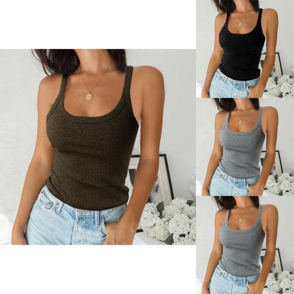 Women Ribbed Tank Top Sleeveless Cami Vest Premium Comfort Basic Blouse Casual Wear