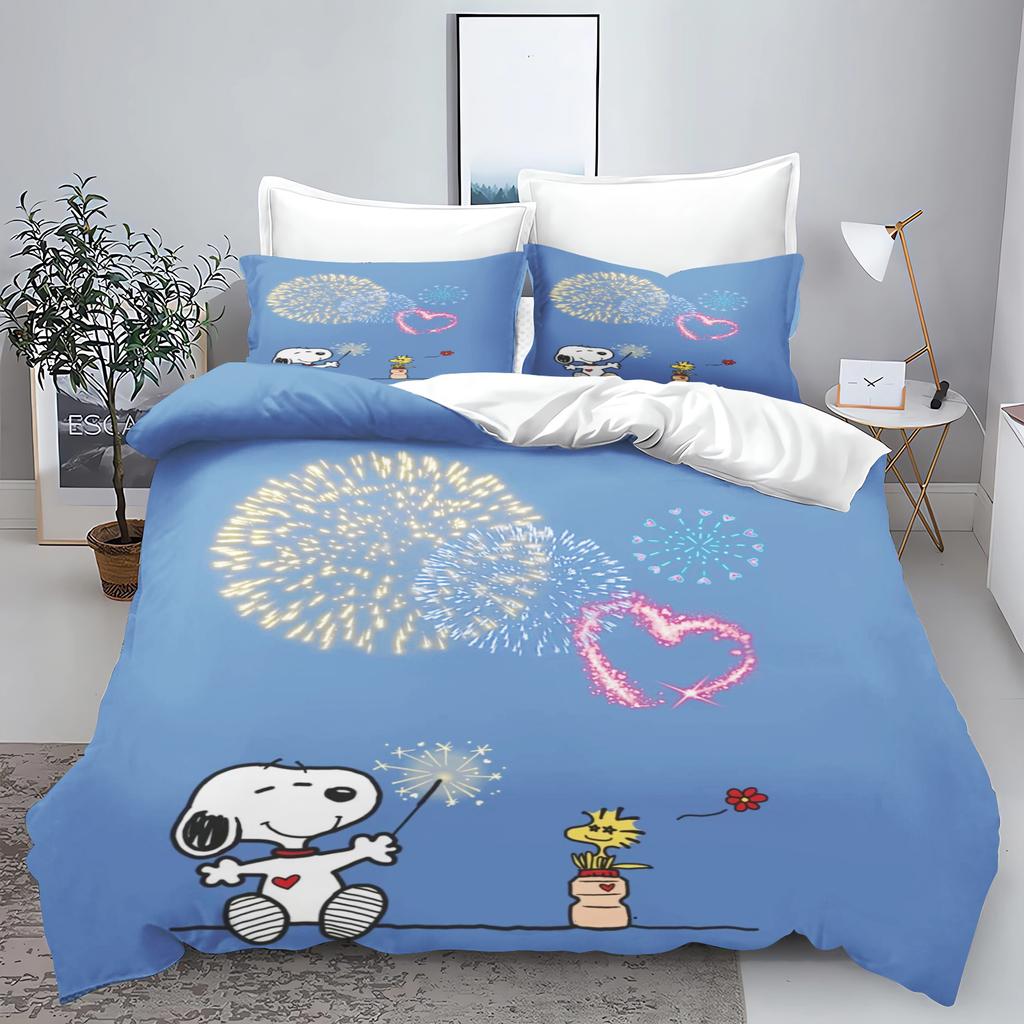 Snoopy 3-Piece 1 Quilt Cover Set 3D Children'S Home Decor Bedding Set Cotton Covers 100% Polyester