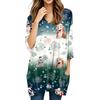 Womens Tops V-neck 3/4 Sleeve Blouses Casual Mid-length Shirts Fashion Christmas Print Tunic Tops With Pockets
