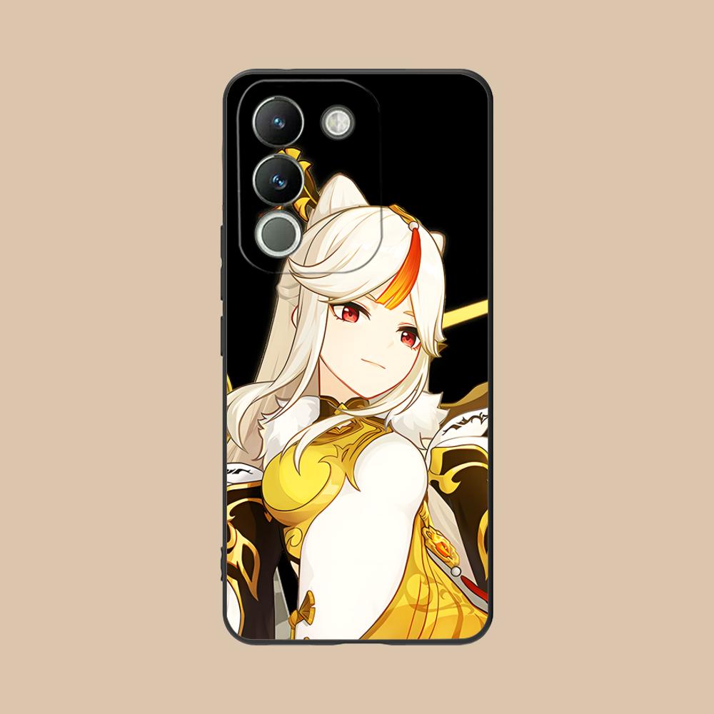 Game GI Ningguang Matte TPU Mobile Phone Case for VIVO Y77 76 75 74 73 72 58 56 55 51 50 38 36 Y19 Y18 Y03 Y01 5G Colorful Cover
