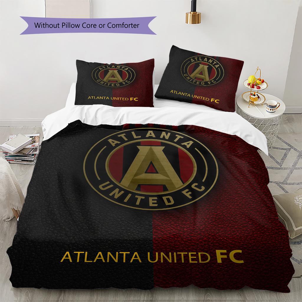Atlanta United FC Pattern Bedding Quilt Set  Home Decoration  Gift (1 * duvet cover + 2 * pillowcase  without core)