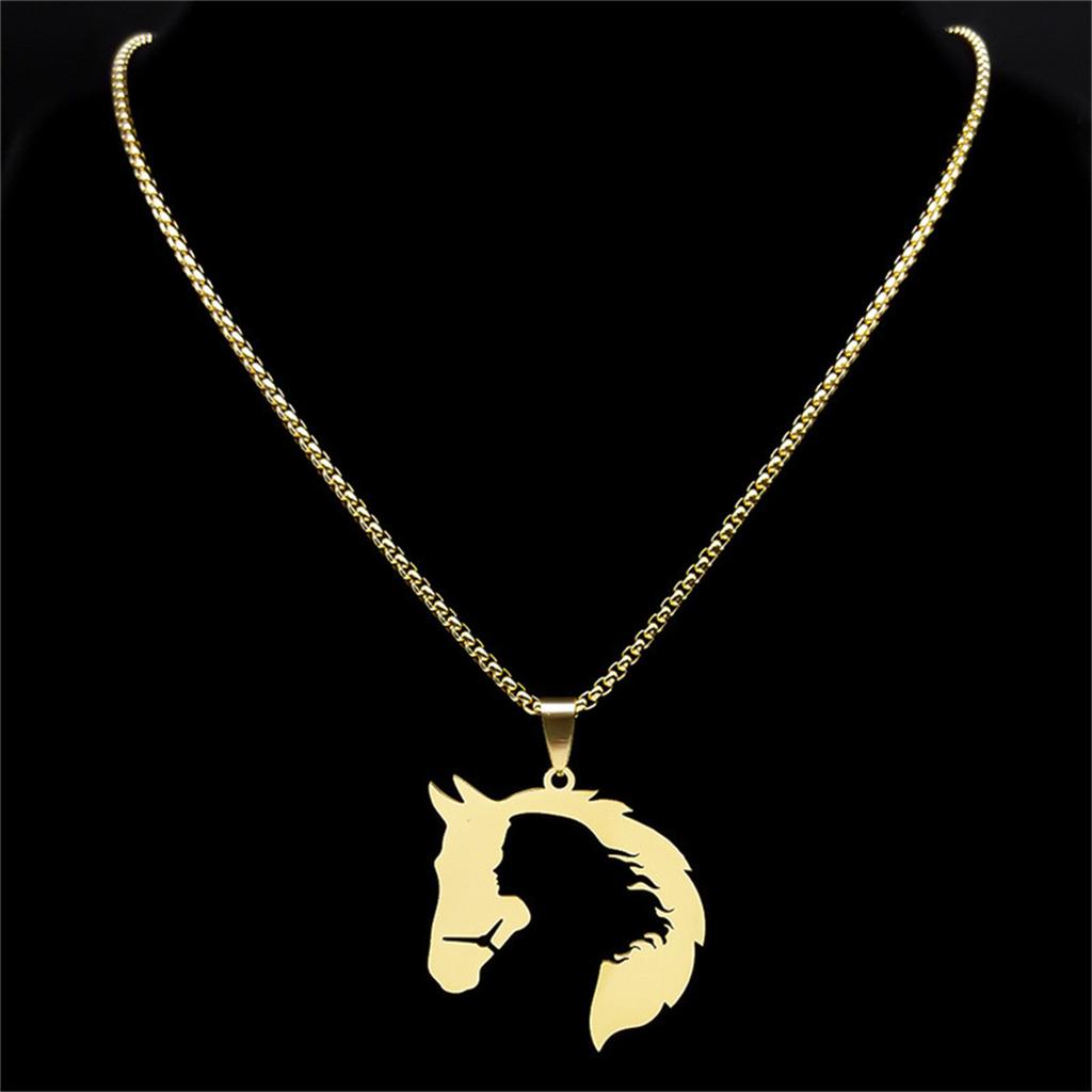 Hollow Retro Horse Head Girls Pendant Jewelry Sweater Chain Women's Necklace
