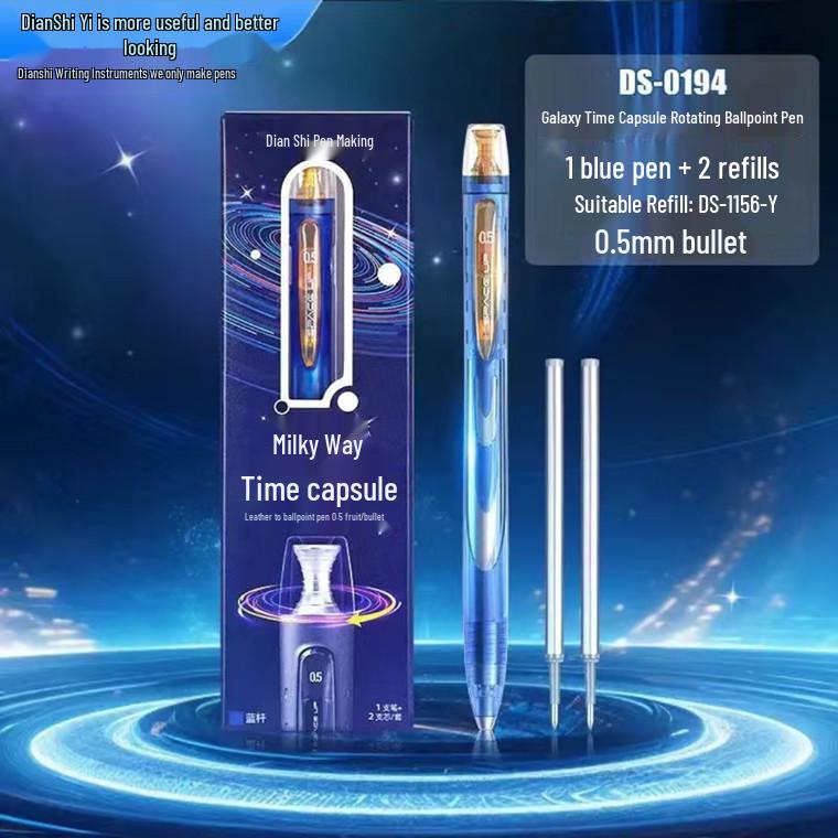 Galaxy Time and Space Capsule Rotating Pen - Quick-Dry, Silent, Large Capacity Black Signature Pen.